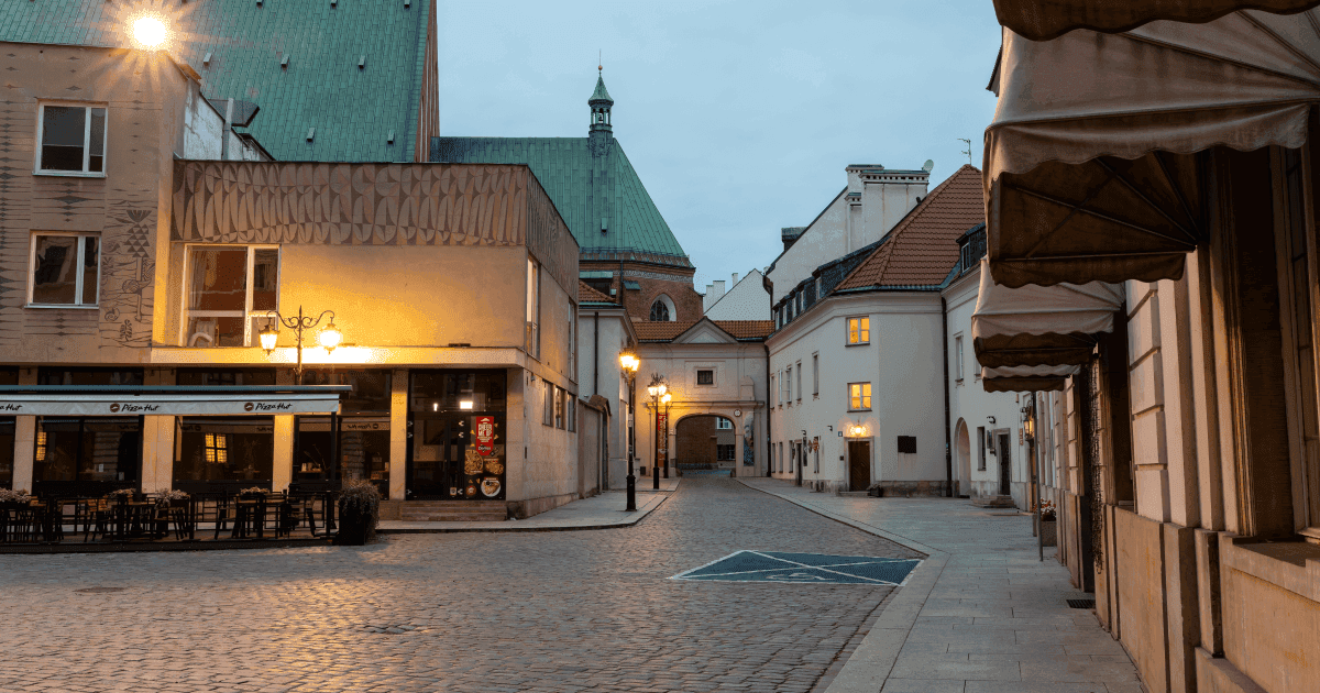 Warsaw Old Town street in the evening