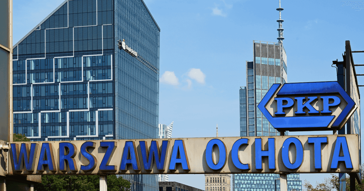 PKP Ochota station and modern buildings in Warsaw