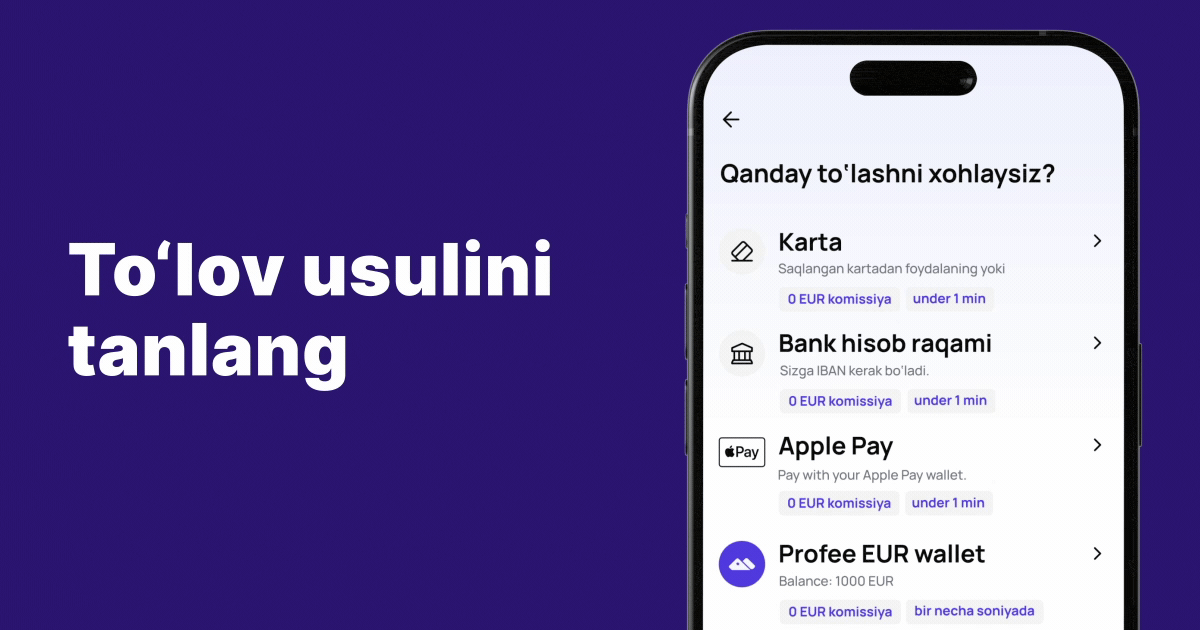 Yevropadan O'zbekistonga pul yuborish – so'm va dollar olish | Profee