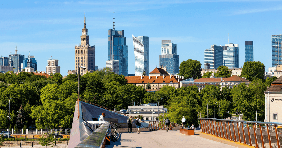 Warsaw city centre skyline with skyscrapers