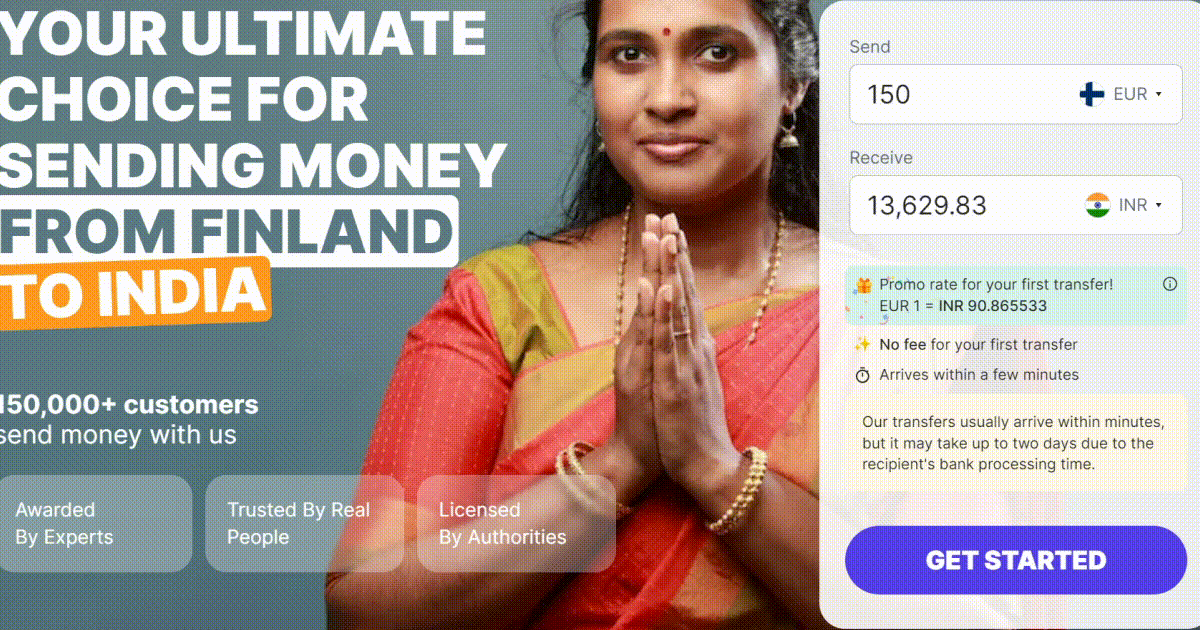 Money transfers from Finland to India